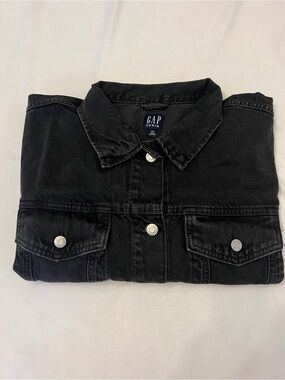 GAP Black Denim Jacket - Classic Button-Front